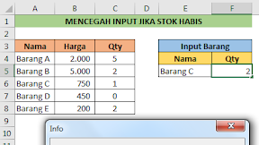 Mencegah Input Pengeluaran Barang Jika Stok Habis Dalam Excel
